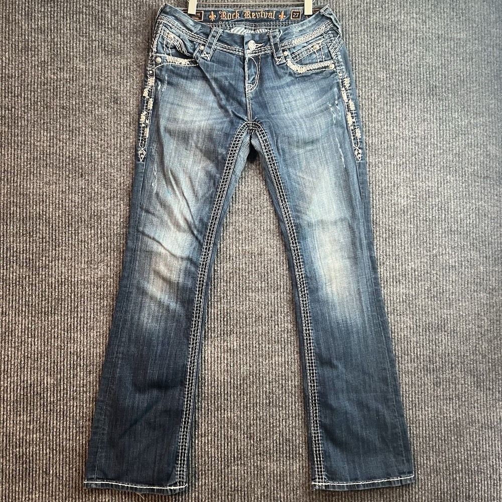 Rock Revival Amy Easy Boot Cut Stretch Jeans Women's Size 27‎ Embellished Y2K